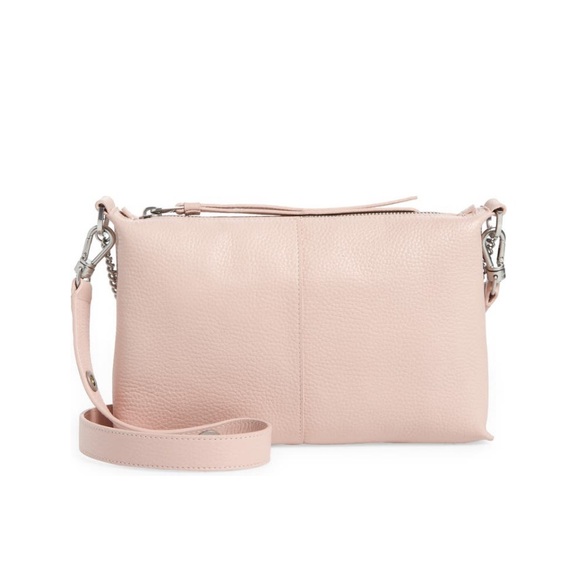 AllSaints Pink Leather Convertible Crossbody Shoulder Bag w Chain Strap NWT - Picture 2 of 12